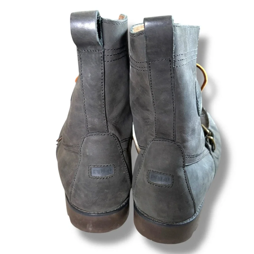 Vintage Polo‎ Ralph Lauren Men Ranger Lace Up Buckle Boots Brown Leather 15D